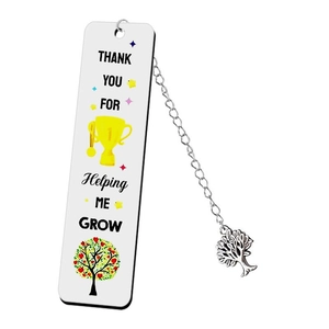 Stainless steel tree of life bookmark with Thank You For Helping Me Grow inscription