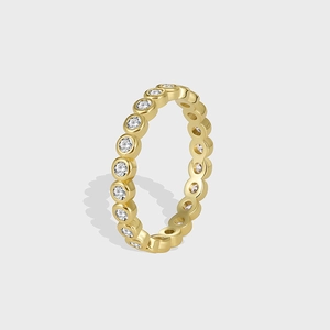 Minimalist Brass Eternity Ring Cubic Zirconia 14K Gold Plated Band Ring For Women Fashion Stackable Jewelry Gift