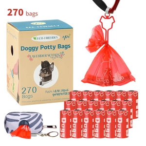 Lavender scented pet waste bags set with 270 biodegradable leak-proof bags and dispenser