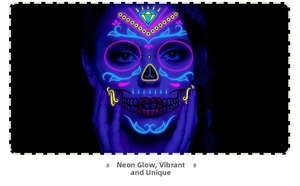 Neon UV glow face tattoo stickers for Day of the Dead and Halloween party makeup