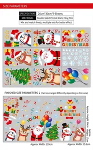 Stickers de Noël électrostatiques pour fenêtres avec Père Noël, bonhomme de neige et renne