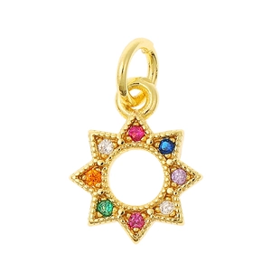 Star-shaped gold pendant with colorful gems and hollow design for DIY jewelry making