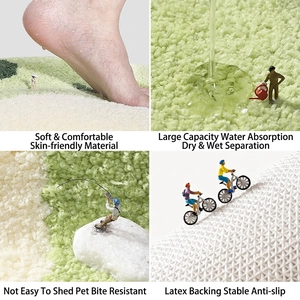 Cartoon tufted absorbent bath mat with non-slip backing and high-density soft plush