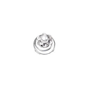 Elegant bridal hair screw clip with pearl flower and sparkling crystal rhinestones