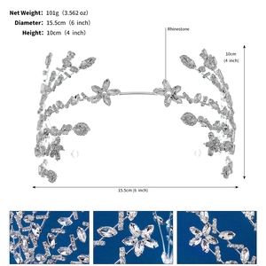 Detaillierte Größenangaben für eine silberne Strass-Brautkrone mit Höhe und Durchmesser