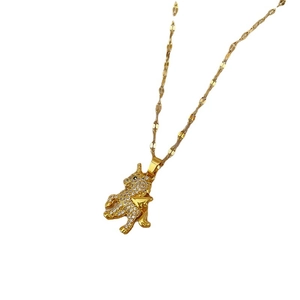 Gold plated unicorn pendant necklace for women featuring sparkling crystal rhinestones