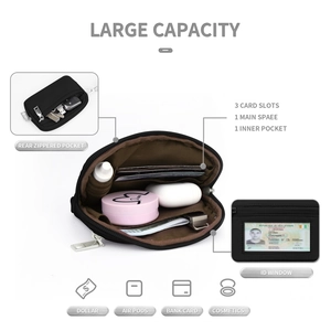 Transparent PVC wristlet card wallet with large capacity and multi-layer storage features