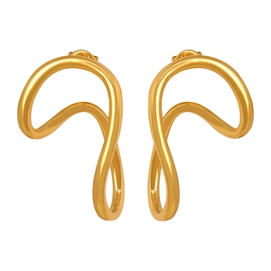 Polished 18K gold-plated stainless steel twisted hoop earrings with geometric design