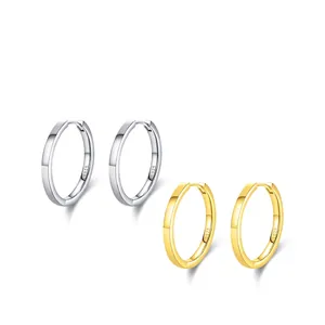 S925 sterling silver minimalist hoop earrings in silver and 18K gold plated finishes
