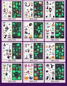 Luminous Halloween temporary tattoos for kids with neon green glow in the dark effect