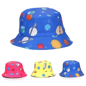 Bucket Hat Space Universe Planet Print Polyester Reversible Sun Protection Outdoor Wide Brim Unisex Galaxy Style