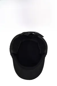 Detail of winter thermal ear protection hat for elderly men with soft plush lining