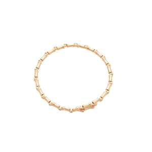Elegant rose gold bamboo-joint open bangle with shimmering zircon accents for women