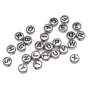 Antique silver 4x7mm acrylic alphabet beads for DIY jewelry making and bracelet crafting