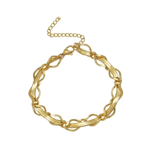 Minimalist gold stainless steel snake chain necklace with hollow rings for women