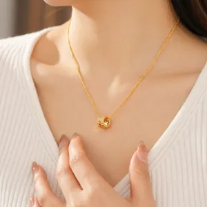 Exquisite 18k gold plated necklace featuring a zircon encrusted cylinder pendant for women