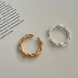 Minimalist 925 sterling silver braided open rings in gold and silver finish