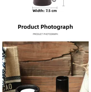 Dettaglio del portacandele in ceramica nero opaco con larghezza base di 7,5 cm