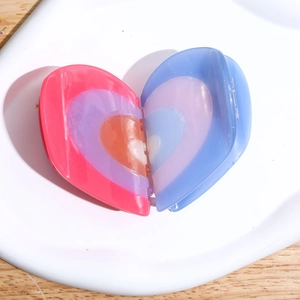 French Niche Design Heart Shaped Acetate Hair Claw Clip Gradient Color Sweet Cute Hairpin Headwear For Women Girls