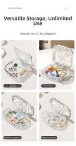 Water ripple textured portable organizer box for medicine and jewelry storage