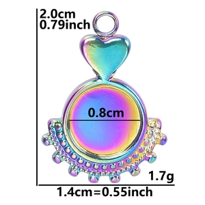 Rainbow plated stainless steel heart pendant dimensions showing height and weight