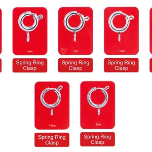 Polished stainless steel spring clasps for jewelry making in five sizes 6mm to 18mm
