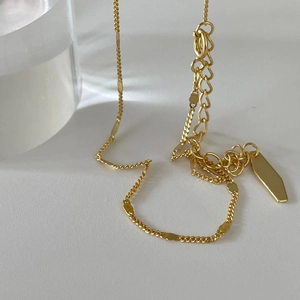 Minimalist 925 sterling silver gold plated necklace with round sequin pendant and lobster clasp