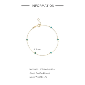 Elegant 925 sterling silver minimalist bracelet featuring five round turquoise stones