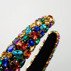 Luxury Baroque headband with colorful crystals and sponge padding in a vintage palace style