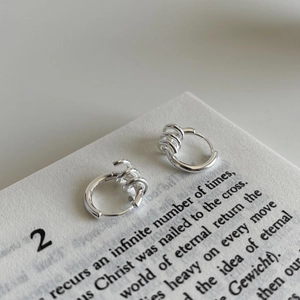 925 Sterling Silver Hoop Earrings Triple Rotating Circles Nested Minimalist Geometric Ear Buckle Jewelry For Women