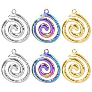 Vortex Spiral Pendant Necklace 304 Stainless Steel 18K Gold Plated Geometric Irregular Aesthetic Jewelry For Women