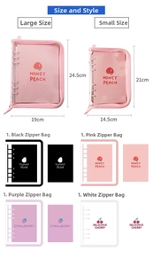 Detailed size comparison of A5 and A6 transparent PVC loose-leaf notebook covers with zippers