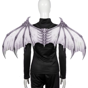 Foldable white bone devil wings for Halloween costume with skeletal texture and straps
