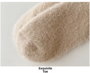 Detailed close-up of soft mink velvet sock toe with premium stitching and warm texture