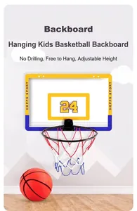 Verstellbarer Basketballkorb für die Tür mit Hopps Sport Rückwand und Miniball