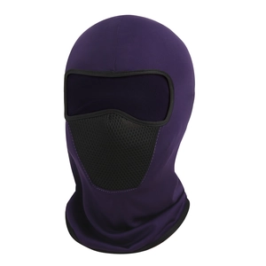 Dark purple outdoor balaclava with breathable honeycomb mesh for skiing and cycling