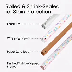 Star pattern roll wrapping paper with protective film and inner paper core tube