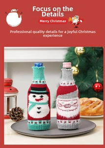Christmas knitted wine bottle covers with cute Santa and Snowman holiday patterns