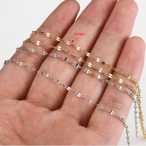 2mm stainless steel 18k gold and silver lip link chain for DIY necklace jewelry making