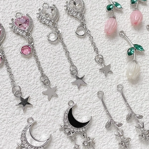 Silver alloy heart and tulip tassel pendants for DIY jewelry making and bracelets
