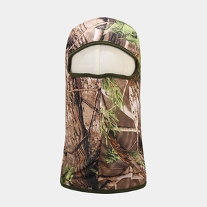 Tactical woodland camo face mask with breathable fabric for outdoor sports and cycling