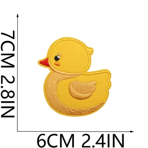 Cute yellow duck embroidered patch for kids clothing decoration measuring 7CM by 6CM