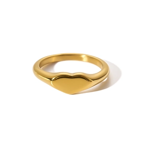 Polished 18K gold plated stainless steel heart ring for women with a minimalist finish