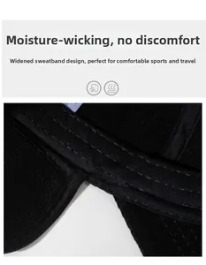 Detail of the widened sweatband with fine double stitching inside the winter cap