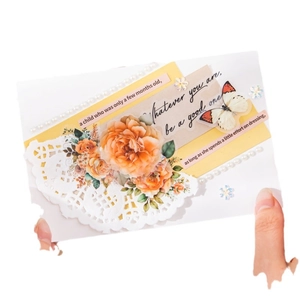 Floral PET decorative tape for scrapbooking with paper flowers and lace butterfly design