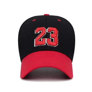 Classic black and red baseball cap featuring 23 3D embroidery for men and women