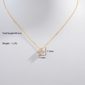 Elegant gold S925 sterling silver four-leaf clover pendant necklace with cubic zirconia