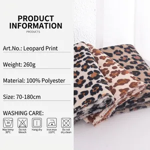 Winter leopard print scarf for women made of warm thick 100% polyester fabric in 70x180cm size