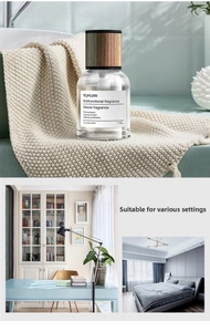 Detailed 160ml glass fragrance bottle with wood grain cap for car, bedroom and bathroom