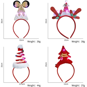 Four glowing Christmas headbands set with LED lights for festive holiday party accessories